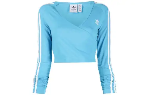 Adidas Originals Crop Tops Women's Blue V Neck Moderate