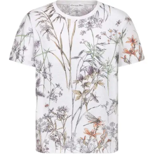 DIOR T Shirts Women's White Crew Neck Moderate Straight Fit