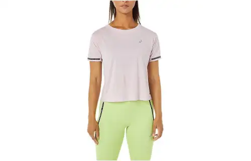 ASICS T Shirts Women's Light Rose Crew Neck Moderate Straight Fit