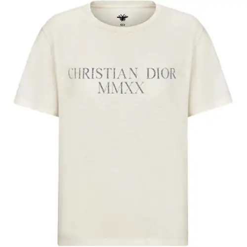 DIOR Quarterly New Products T Shirts Women's Beige Crew Neck Moderate