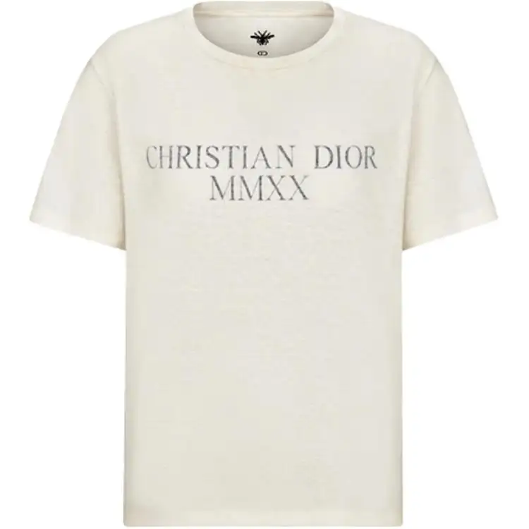 DIOR Quarterly New Products T Shirts Women's Beige Crew Neck Moderate