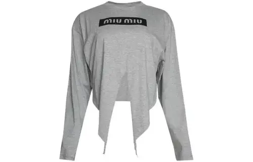MIU MIU T Shirts Women's Gray Crew Neck Moderate Straight Fit