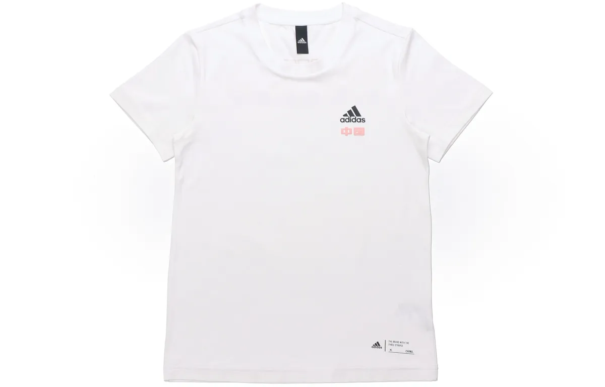 Adidas T-Shirts Women's White Crew Neck Moderate Straight Fit