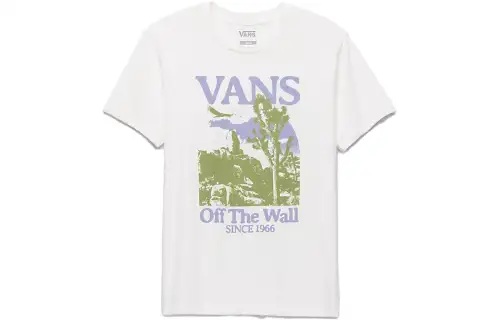 Vans T Shirts Women's White Crew Neck Moderate Straight Fit