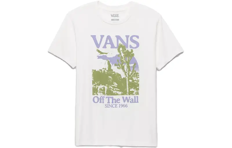 Vans T Shirts Women's White Crew Neck Moderate Straight Fit