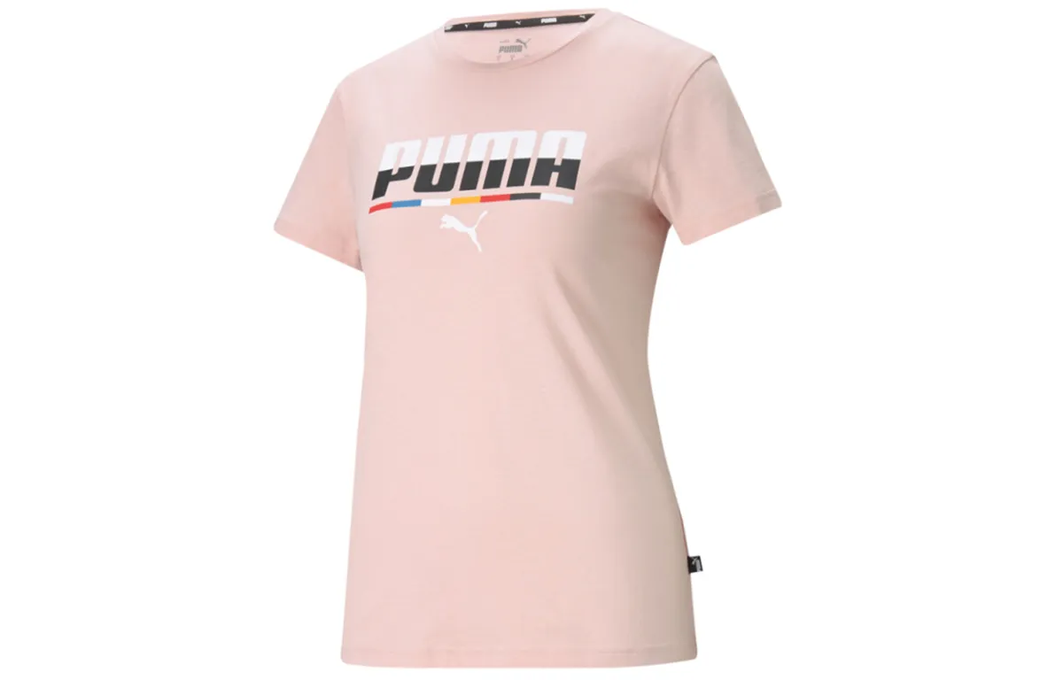 PUMA T-Shirts Women's Pink Crew Neck Moderate Straight Fit