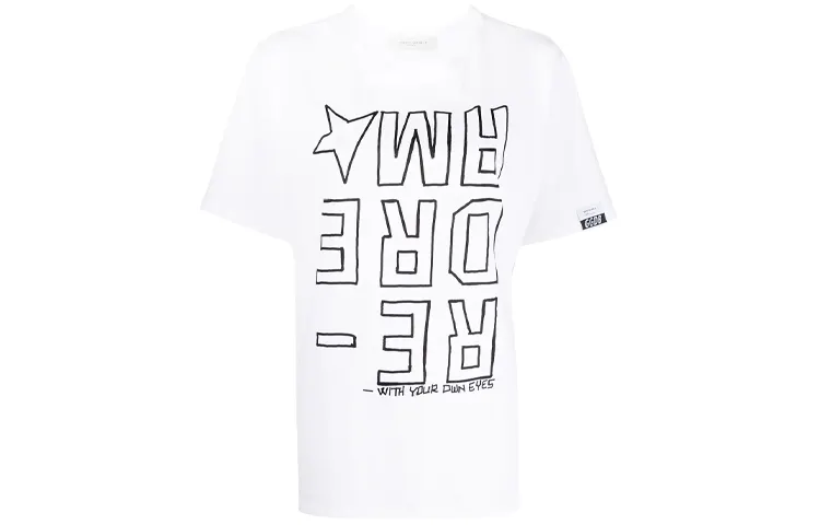 Golden Goose T Shirts Women's White Crew Neck Moderate