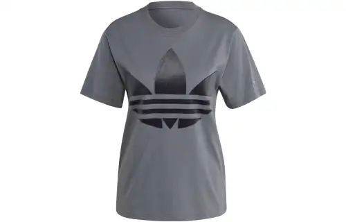 Adidas Originals Trefoil T Shirts Women's Dark Gray Crew Neck Moderate Straight Fit