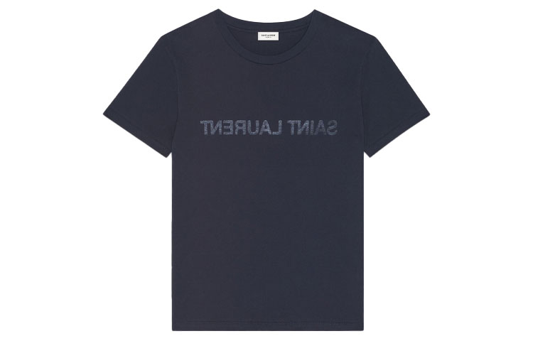 SAINT LAURENT T Shirts Women's Blue Crew Neck Moderate Straight Fit