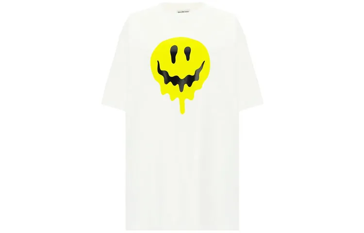Balenciaga Drop Shoulder Sleeve T Shirt Women's White Loose Fit