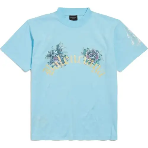 Balenciaga Regular T Shirt Women's Light Blue Regular Fit