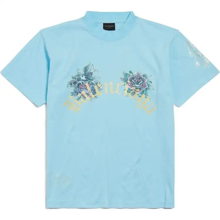 Balenciaga Regular T Shirt Women's Light Blue Regular Fit