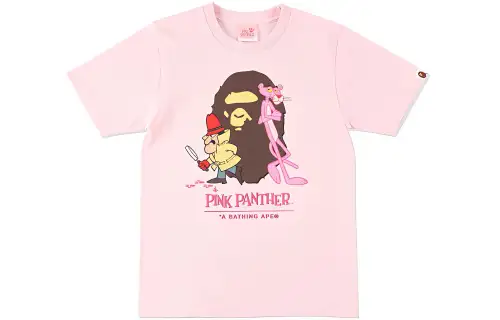 A BATHING APE X PINK PANTHER Bape T Shirts Women's Pink Crew Neck Moderate Straight Fit