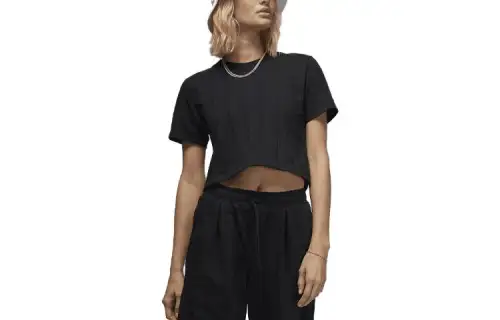 Jordan Flight T Shirts Women's Black Crew Neck Moderate