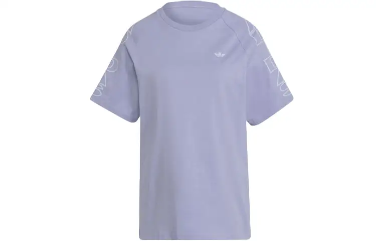 Adidas Originals T Shirts Women's Light Purple Crew Neck Moderate