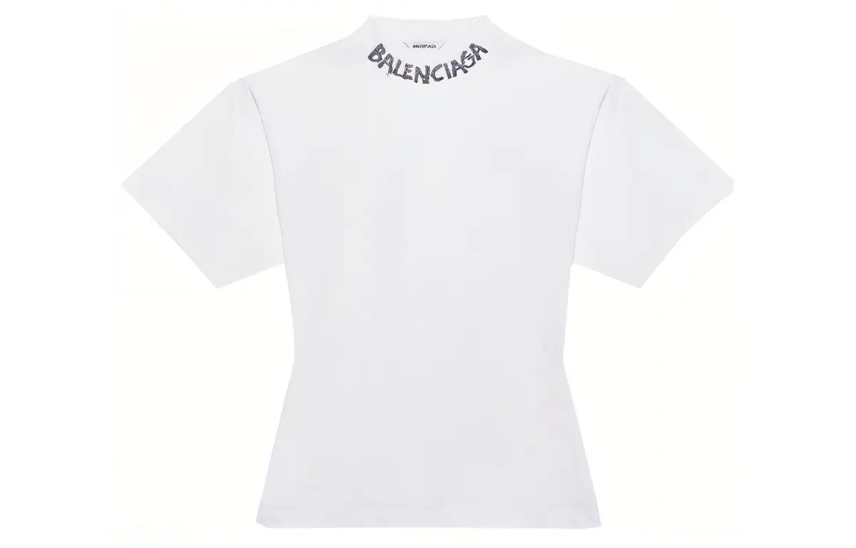 Balenciaga Curved T Shirt 'White/Black'