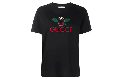 GUCCI T Shirts Women's Black Crew Neck Moderate Straight Fit