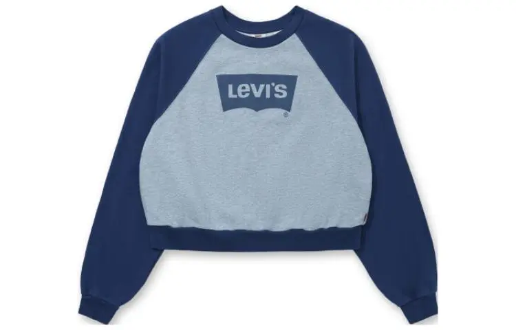 Levi's Crop Tops Women's Blue Crew Neck Moderate