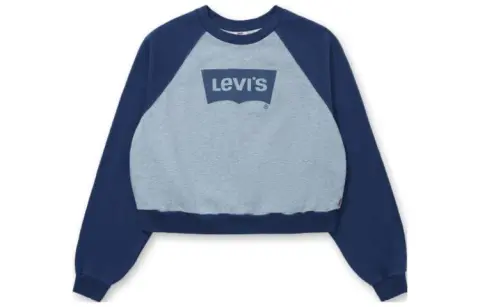 Levi's Crop Tops Women's Blue Crew Neck Moderate