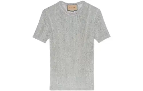 GUCCI T Shirts Women's Silver Crew Neck Moderate Straight Fit
