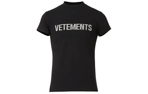 Vetements T Shirts Women's Black Crew Neck Moderate Straight Fit