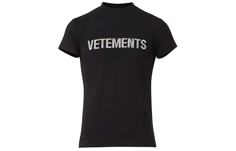Vetements T Shirts Women's Black Crew Neck Moderate Straight Fit