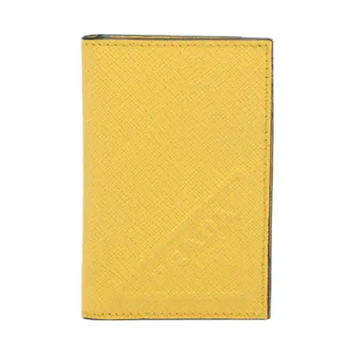 PRADA Saffiano Leather Card Holder Men's Sunlight Yellow