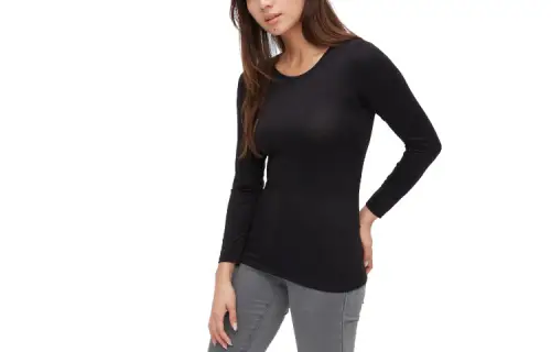 UNIQLO T Shirts Women's Black Crew Neck Moderate Straight Fit