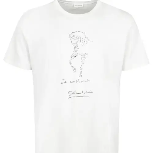 SAINT LAURENT Tout Terriblement Printed T Shirt Dirty Ecru