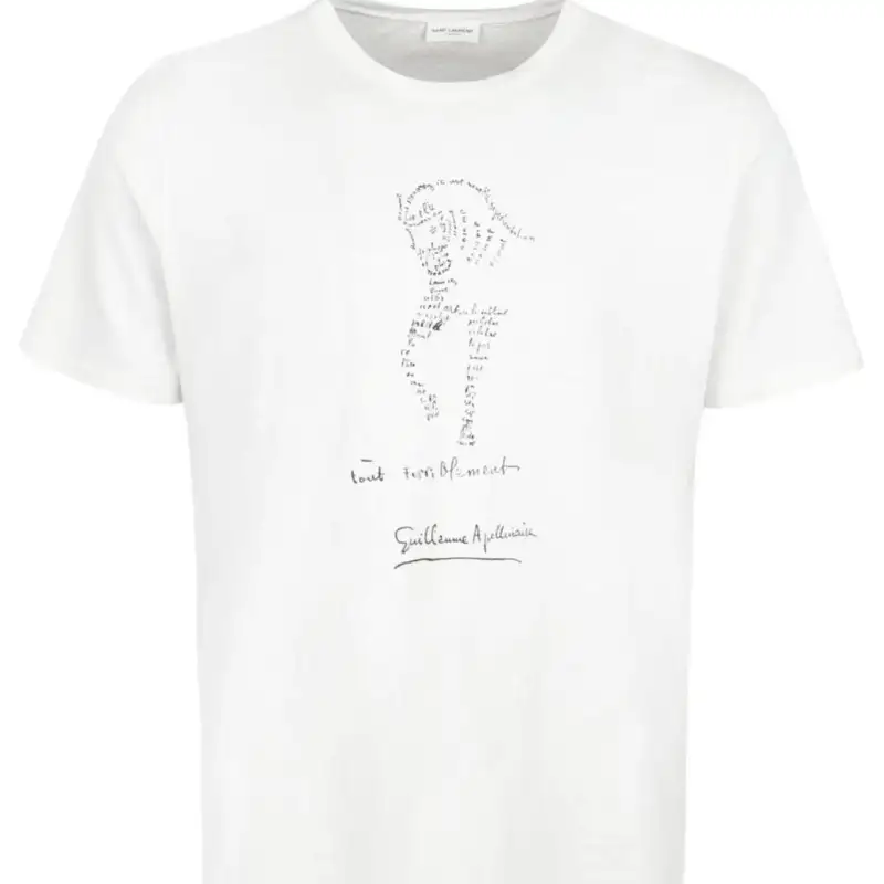 SAINT LAURENT Tout Terriblement Printed T Shirt Dirty Ecru