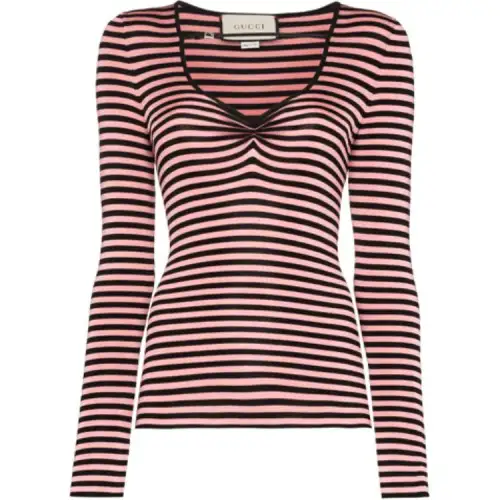 GUCCI T Shirts Women's Pink V Neck Moderate