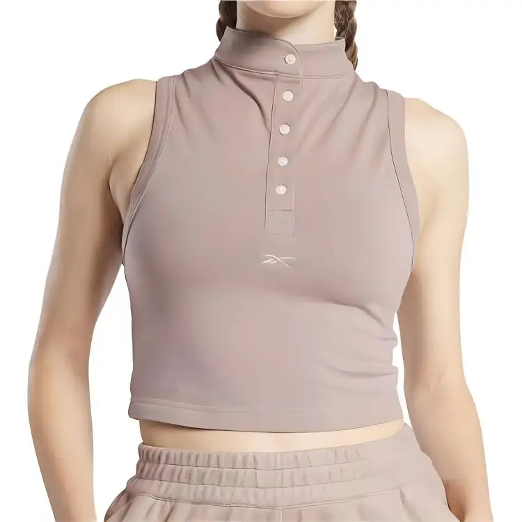 Reebok Tank Tops Women's Taupe Stand Collar Moderate Other