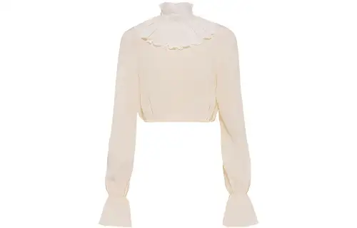 MIU MIU Crop Tops Women's Sand Yellow Stand Collar Moderate