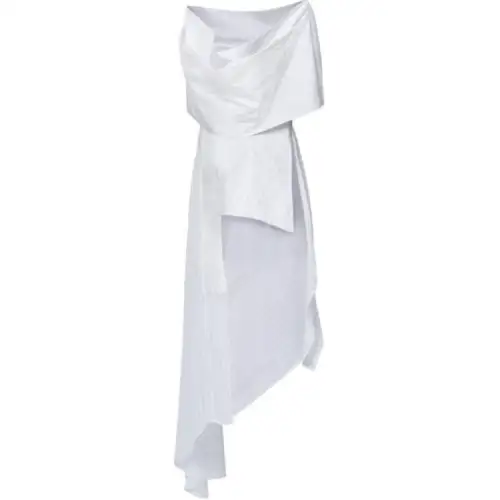 LOUIS VUITTON Pinstripe Silk Cowl Neck Top