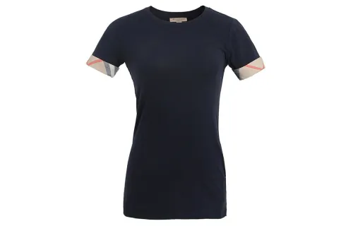 Burberry T Shirts Women's Dark Blue Crew Neck Moderate Straight Fit