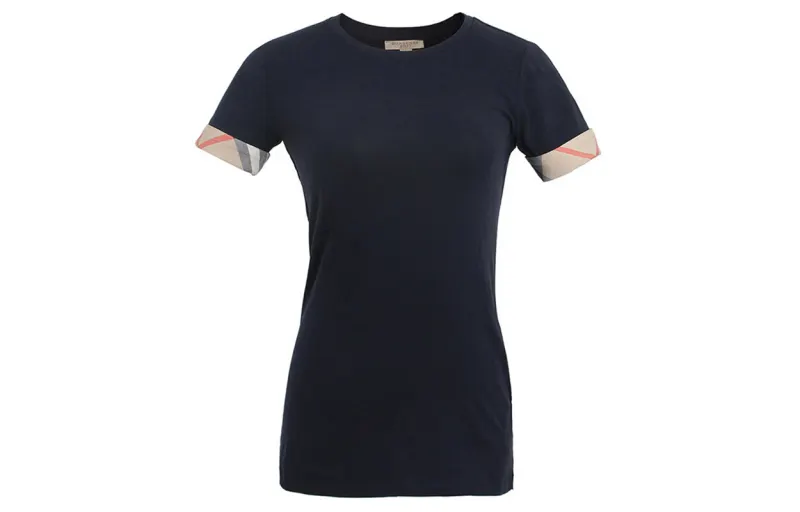 Burberry T Shirts Women's Dark Blue Crew Neck Moderate Straight Fit