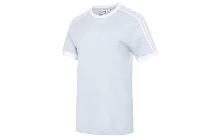 Adidas Originals T-Shirts Women's Light Gray Blue Crew Neck Moderate Straight Fit