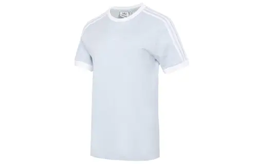 Adidas Originals T Shirts Women's Light Gray Blue Crew Neck Moderate Straight Fit
