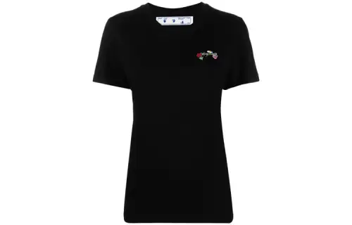 OFF WHITE SS21 T Shirts Women's Black Crew Neck Moderate Straight Fit