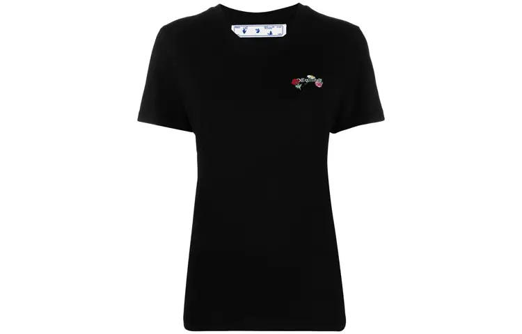 OFF WHITE SS21 T Shirts Women's Black Crew Neck Moderate Straight Fit