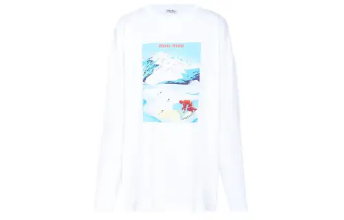 MIU MIU T Shirts Women's White Crew Neck Moderate