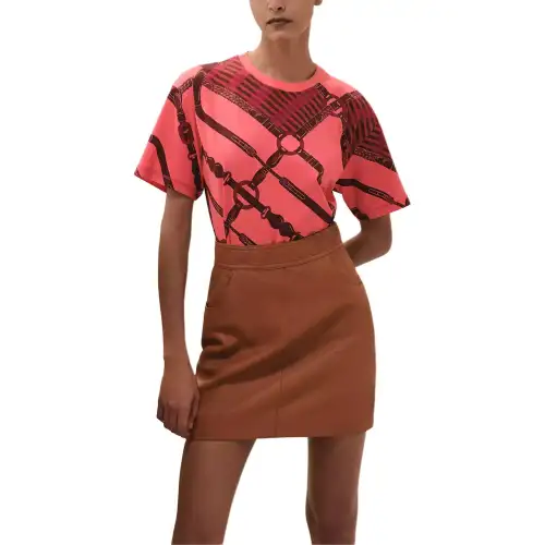 HERMES T Shirts Women's Orange Crew Neck Moderate