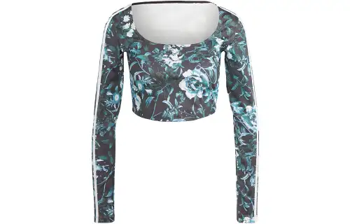 Adidas Originals ALLOVER FLOWER T Shirts Women's Black Crew Neck Moderate Other
