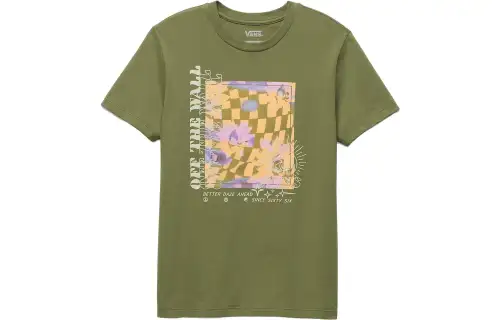 Vans T Shirts Women's Green Crew Neck Moderate Straight Fit