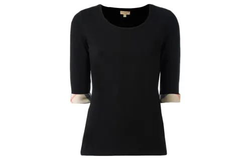 Burberry T Shirts Women's Black Crew Neck Moderate