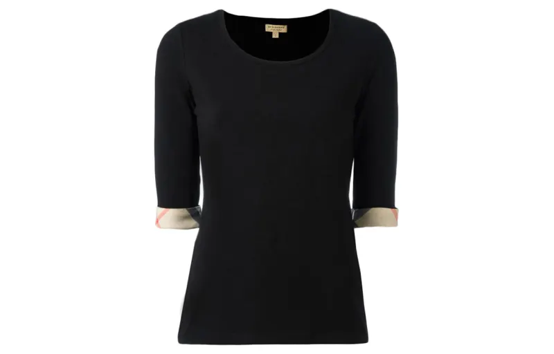 Burberry T Shirts Women's Black Crew Neck Moderate