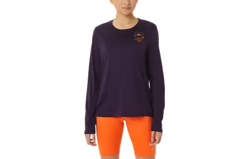 ASICS FUJITRAIL T Shirts Women's Purple Crew Neck Moderate Other