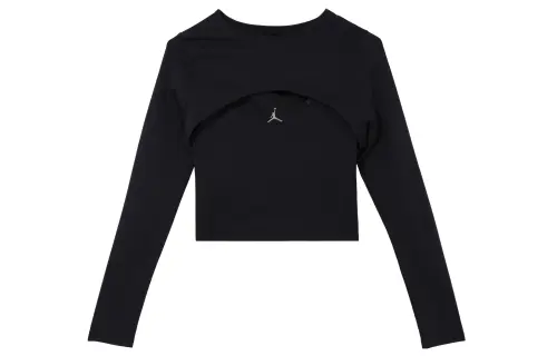 Jordan T Shirts Women's Black Crew Neck Moderate Straight Fit
