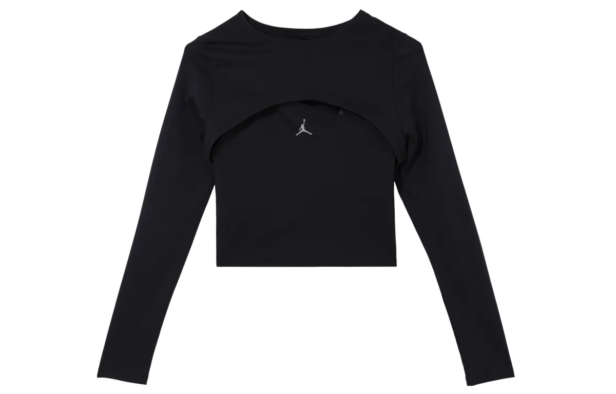 Jordan T-Shirts Women's Black Crew Neck Moderate Straight Fit