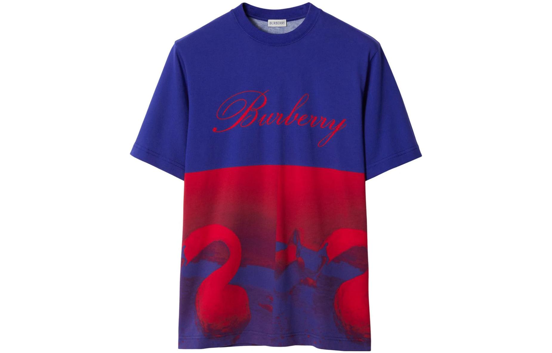 Burberry Swan-Printed Two-Toned T-Shirt
